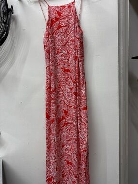 Laundry by Design Red and White Tropical Print Maxi Dress